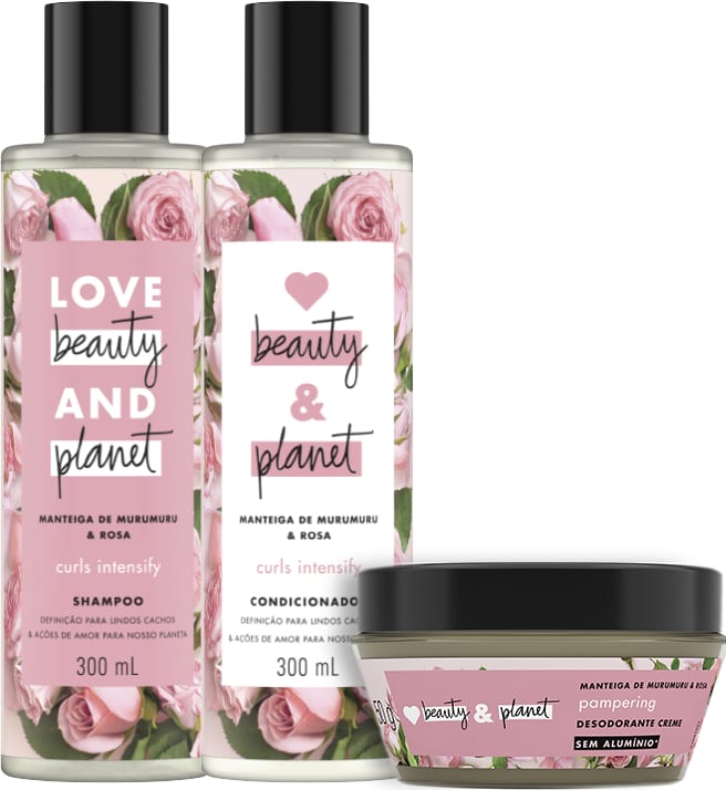Kit Love, Beauty and Planet - Shampoo + Condicionador Curls Intensify + Desodorante Pompering