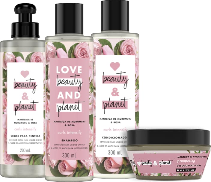 Kit Love, Beauty and Planet - Shampoo + Condicionador + Creme para Pentear + Desodorante Pampering