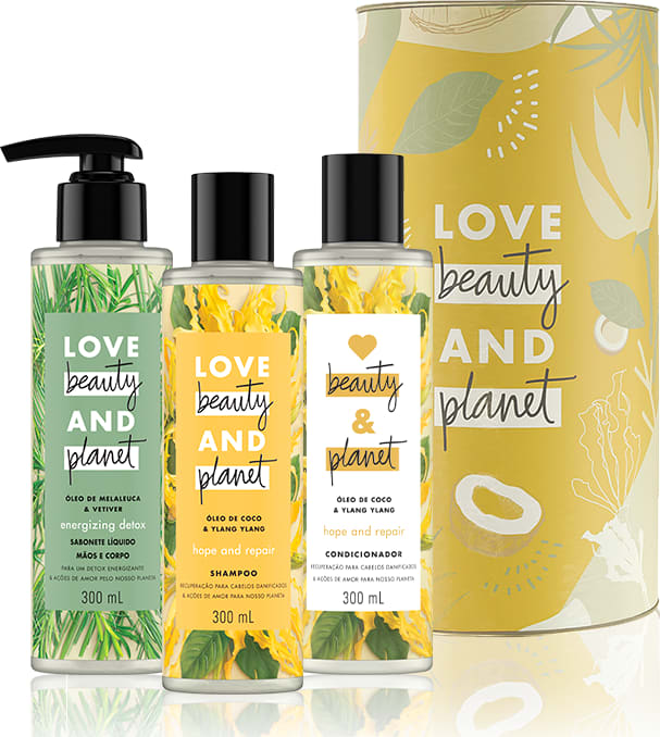 Kit Love, Beauty and Planet - Shampoo + Condiciondor Hope and Repair + Sabonete Energizing Detox