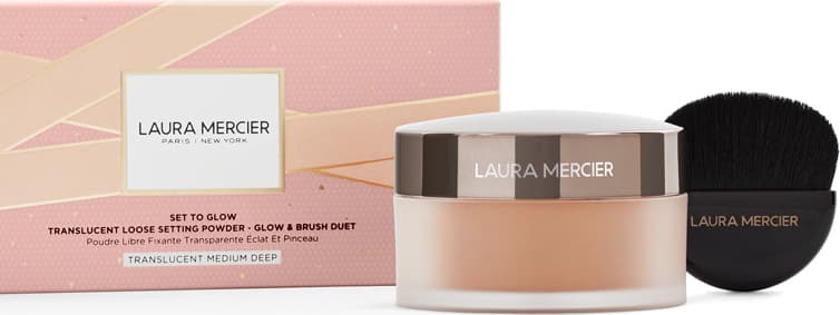 Kit Set To Glow Translucent Loose Setting Powder Medium Deep Glow 29G & Glow Powder Brush 1UN