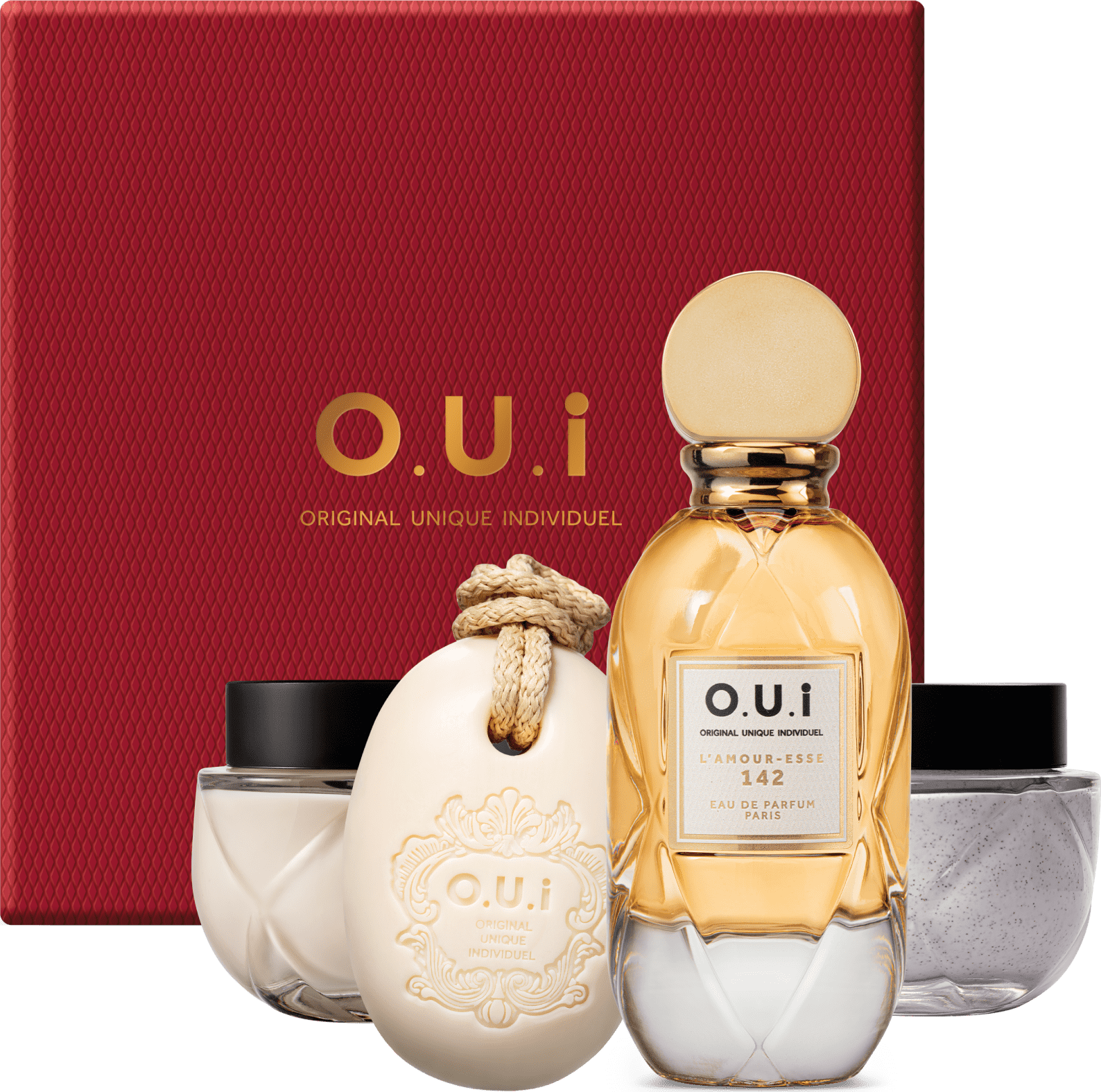 O.U.i Kit L’Amour-Esse 142 - Eau de Parfum 75ml + Creme Riche 200g + Esfoliante Corporal 200g + Sabonete Barra 190g