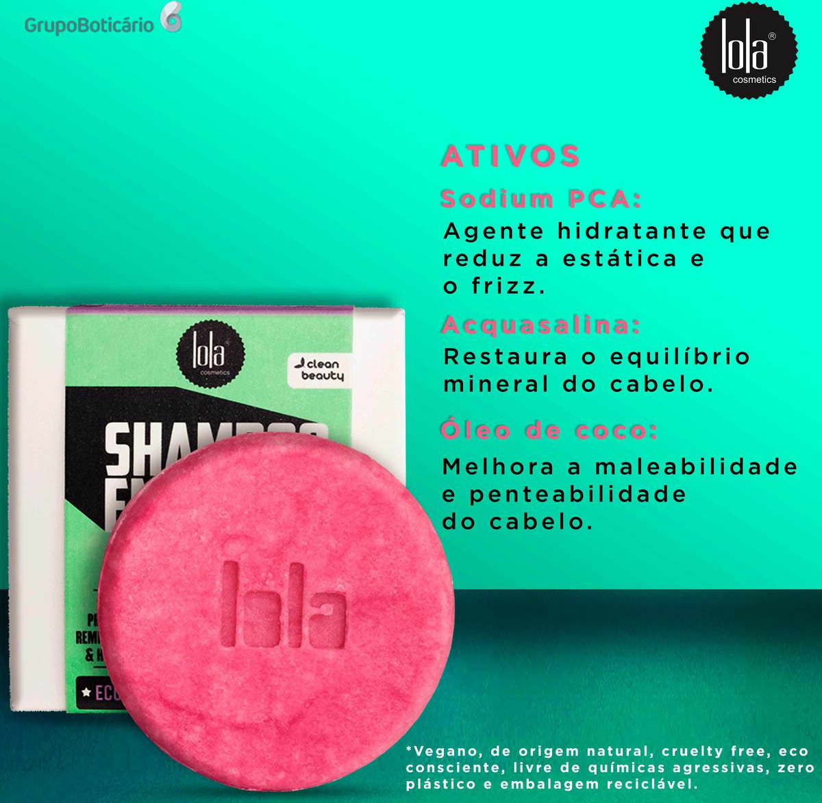 Shampoo em Barra Lola Cosmetics Cachos Beleza na 