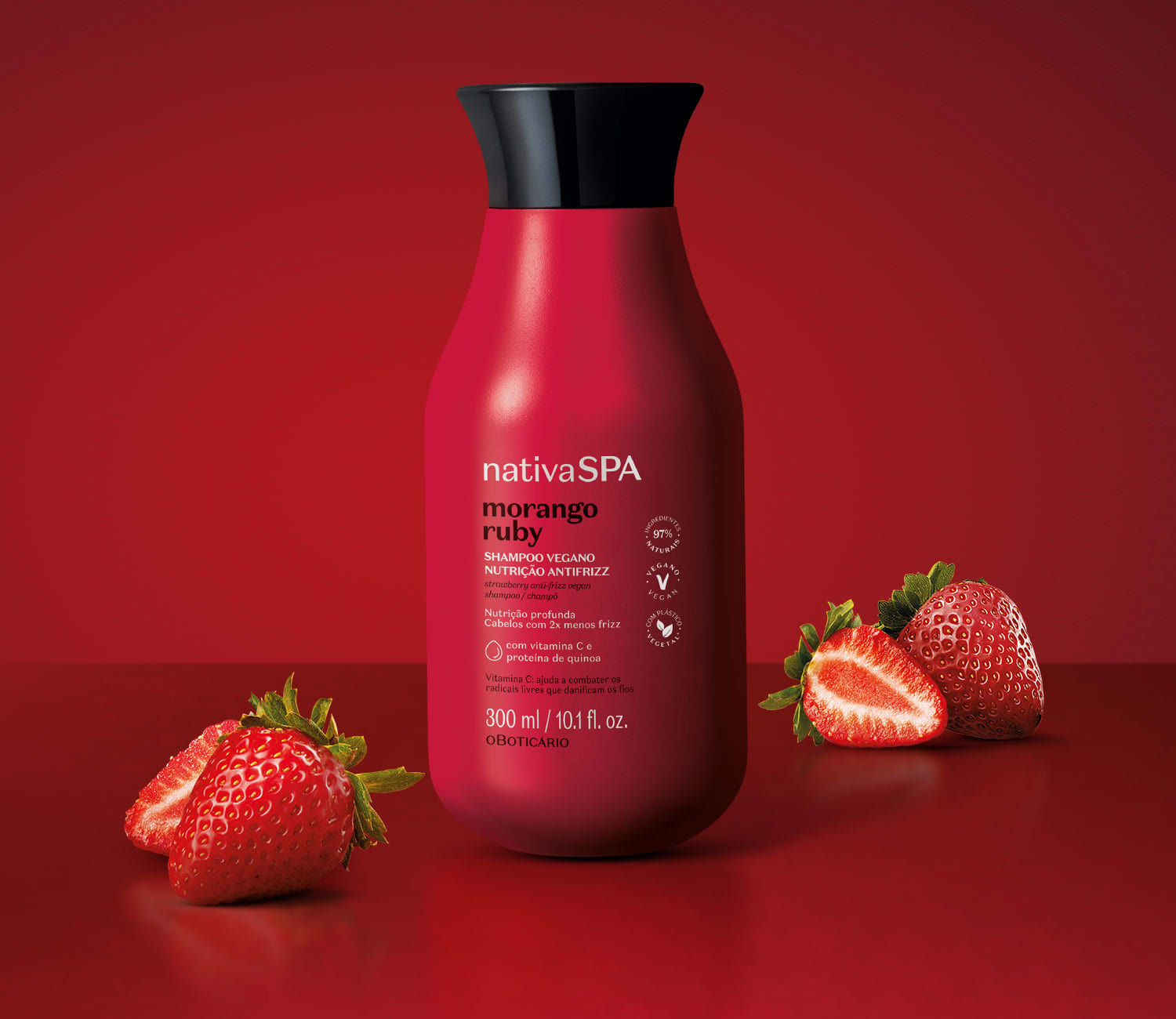 Shampoo o Boticário Nativa SPA Morango Ruby Beleza na 