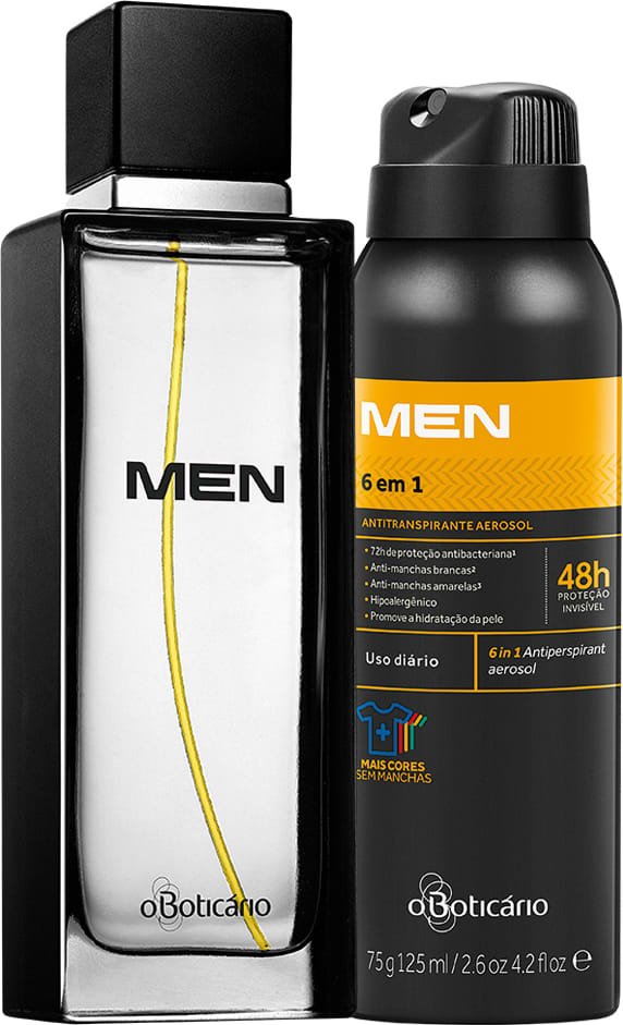 Combo MEN: Desodorante Colônia 100ml + Desodorante Antitranspirante Aerossol 6 em 1 75g