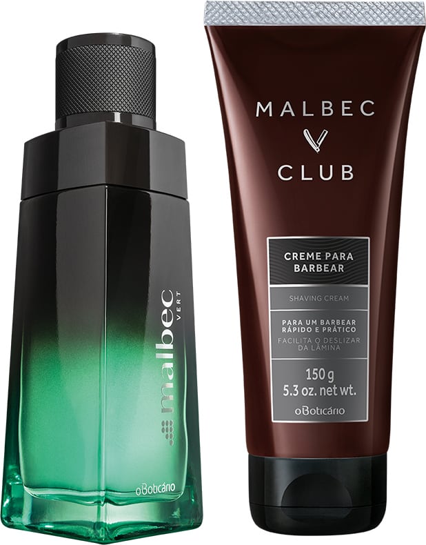 Combo Malbec Vert + Club: Desodorante Colônia Vert, 100Ml + Creme De Barbear Club, 150G