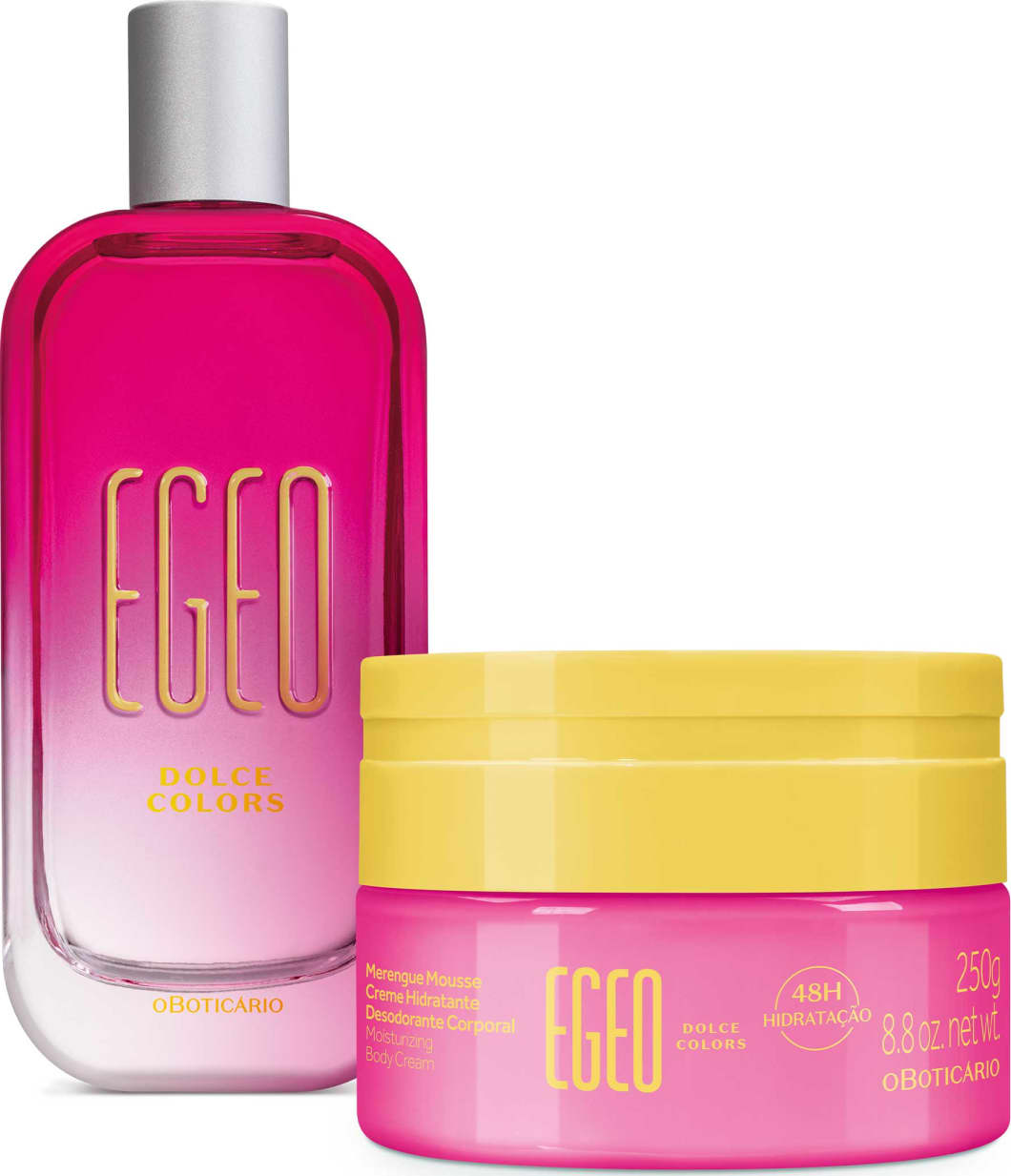 Combo Egeo Dolce Colors: Desodorante Colônia 90ml + Merengue Mousse Creme Hidratante Desodorante Corporal 250g