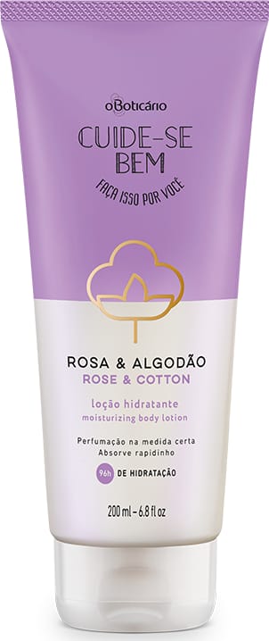 Combo Presente Cuide-se Bem Rosa e Algodão: Loção Corporal 200ml + Creme para Mãos 50g