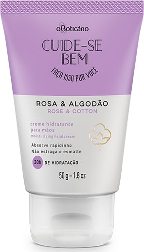Combo Presente Cuide-se Bem Rosa e Algodão: Loção Corporal 200ml + Creme para Mãos 50g
