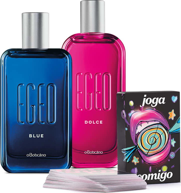 Combo Egeo: Dolce Desodorante Colônia 90ml + Blue Desodorante Colônia 90ml + Jogo de Cartas Brinca Comigo?