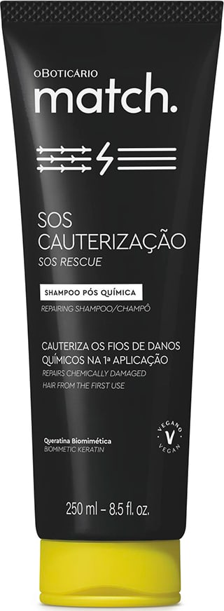 Combo Match SOS Cauterização Pós-Química: Shampoo 250ml + Condicionador 250ml + Concentrado de Queratina 15ml