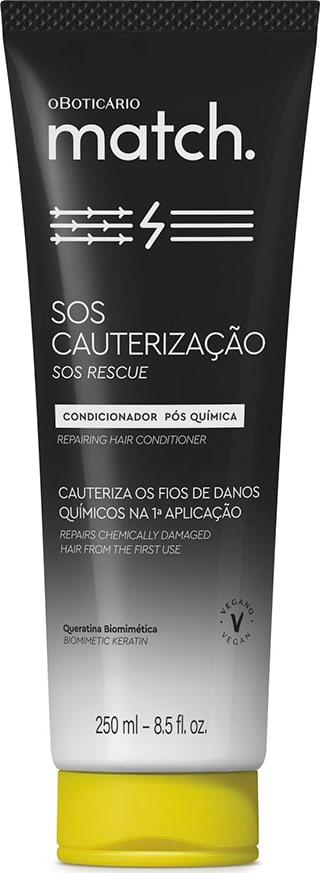 Combo Match SOS Cauterização Pós-Química: Shampoo 250ml + Condicionador 250ml + Concentrado de Queratina 15ml