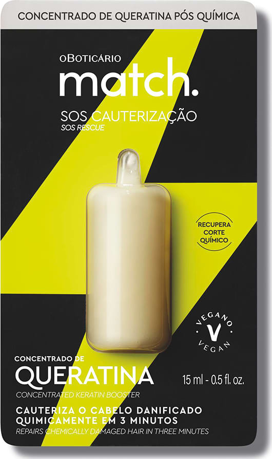 Combo Match SOS Cauterização Pós-Química: Shampoo 250ml + Condicionador 250ml + Concentrado de Queratina 15ml