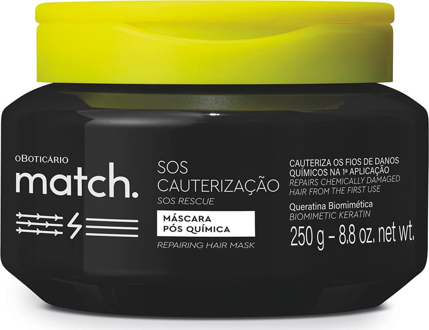 Combo Match SOS Cauterização Pós-Química: Máscara Capilar 250g + Concentrado de Queratina 15ml