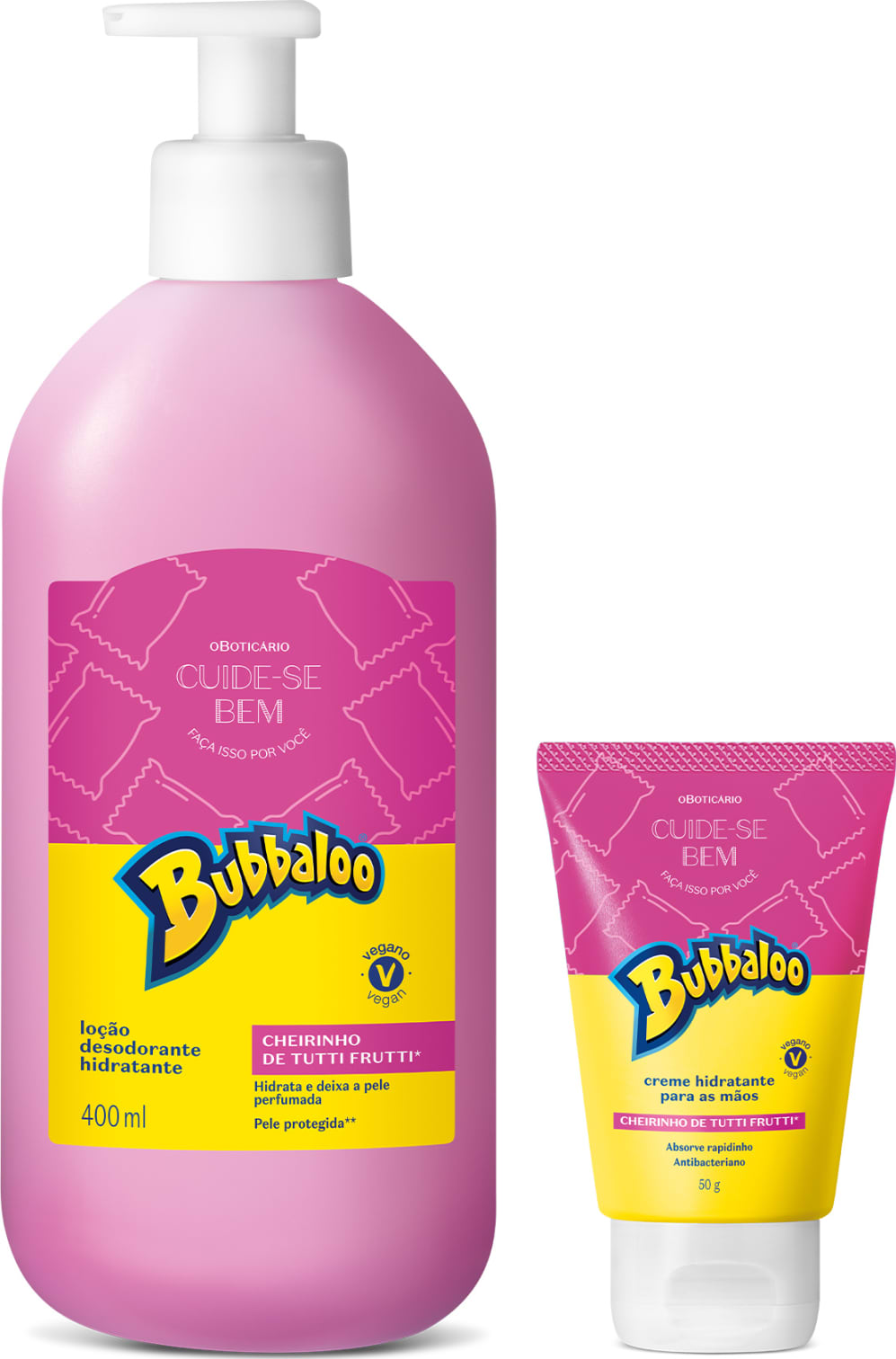 Combo Cuide-se Bem Bubbaloo Tutti Frutti: Loção Corporal 400ml + Creme para  Mãos 50g | O Boticário