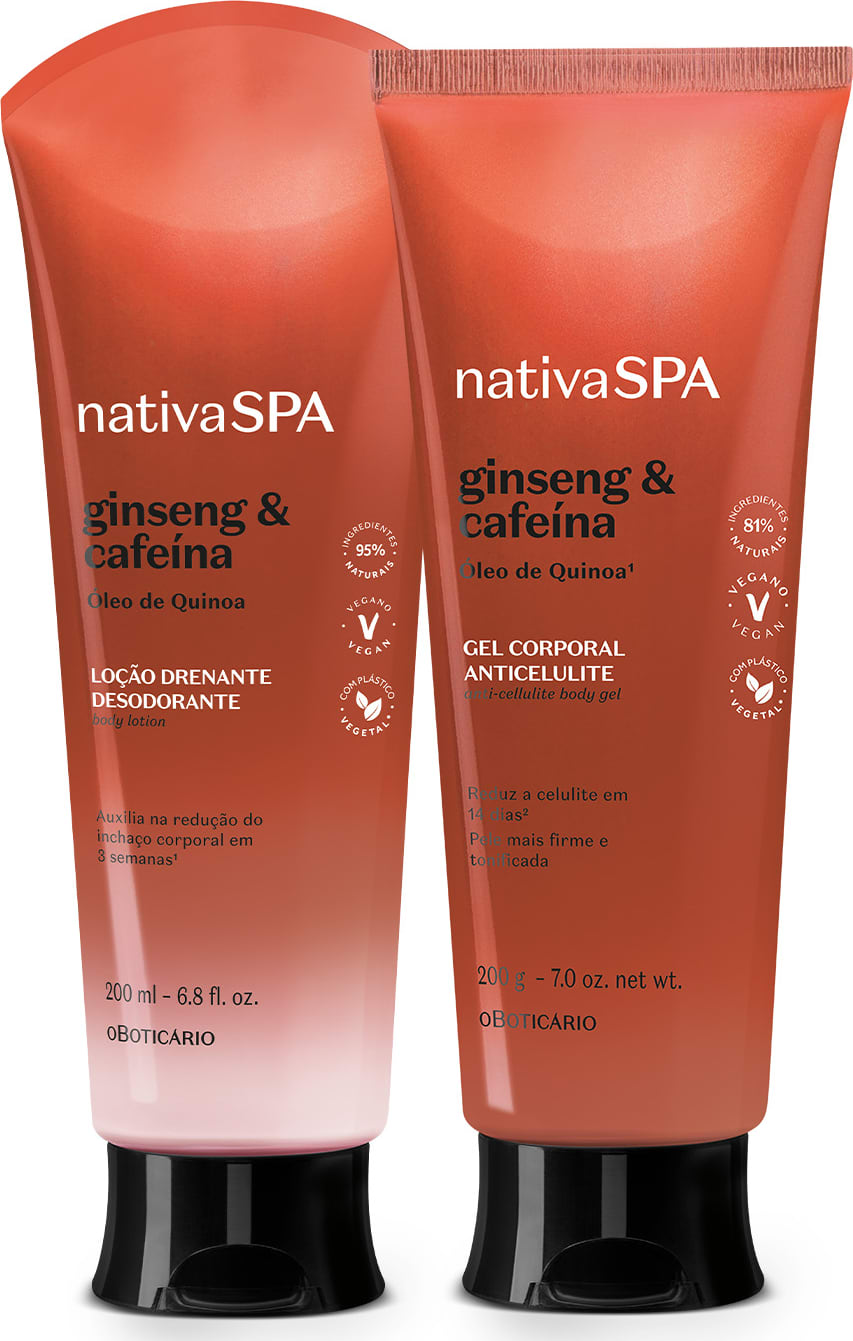 Combo Nativa SPA Ginseng e Cafeína: Loção Drenante 200ml + Gel