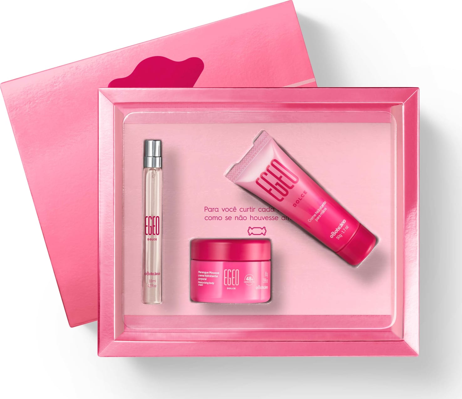 Kit Presente Egeo Dolce: Desodorante Colônia 10ml + Merengue Hidratante Desodorante 85g+ Creme para as Mãos 50g