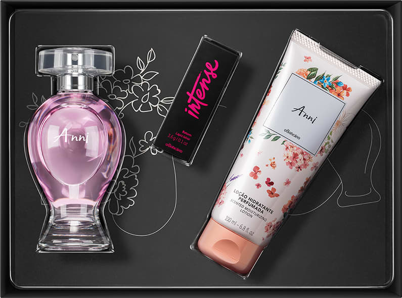 Kit Presente Intense e Anni: Anni Desodorante Colônia 100ml + Loção Hidratante 100ml + Batom Mate 330 Loucuras Intense 3,6g