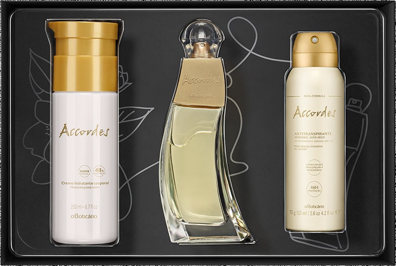 Kit Presente Accordes: Desodorante Colônia 80ml + Creme Desodorante Hidratante 200ml + Antitranspirante 75g