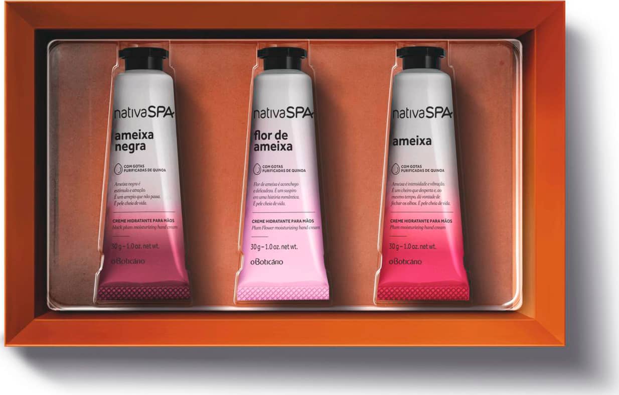 Kit Presente Nativa Spa Creme para as Mãos: Ameixa 30ml + Ameixa Negra 30ml + Flor de Ameixa 30ml