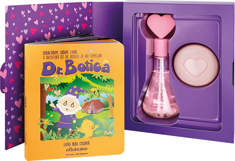 Kit Presente Dr. Botica do Coração: Colônia Infantil 120ml + Sabonete em Barra 80g + Livro para Colorir