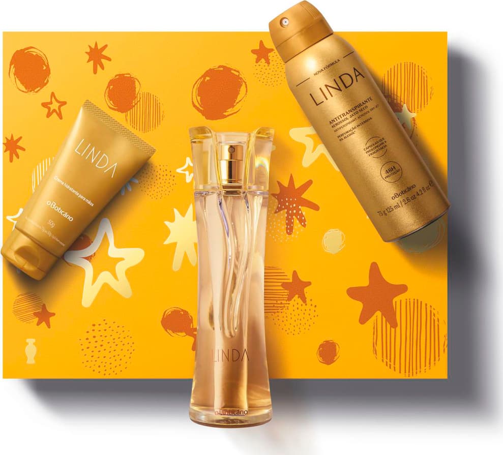 Kit Presente Linda: Desodorante Colônia 100ml + Antitranspirante Desodorante Aerossol 75g + Creme Desodorante Hidratante para as Mãos 50g