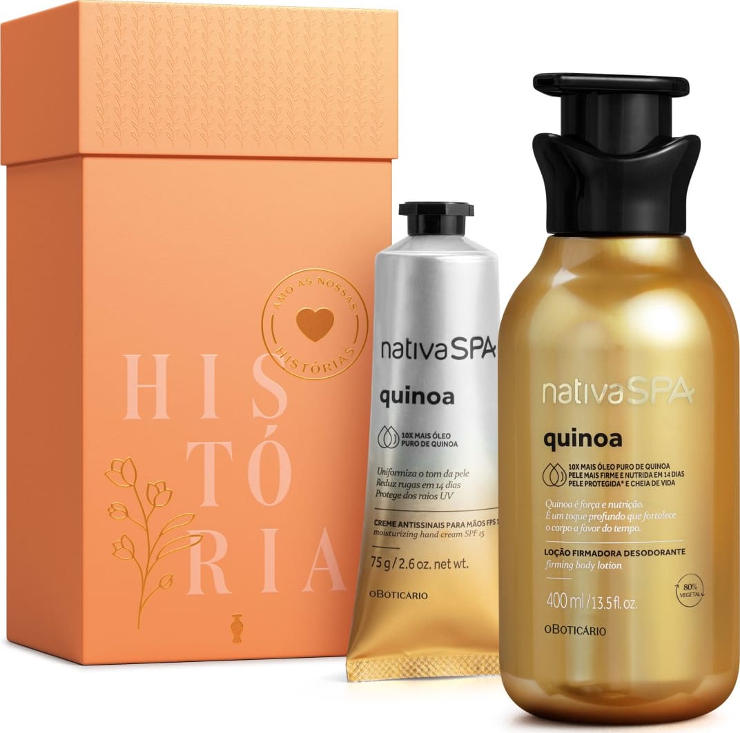 Kit Presente Nativa SPA Quinoa: Loção Hidratante Desodorante Corporal 400ml + Creme Antissinais de Mãos 75g