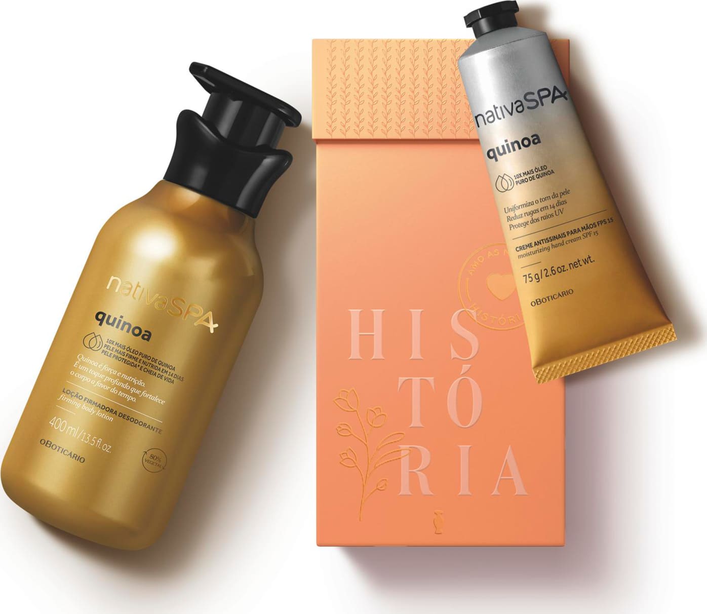 Kit Presente Nativa SPA Quinoa: Loção Hidratante Desodorante Corporal 400ml + Creme Antissinais de Mãos 75g