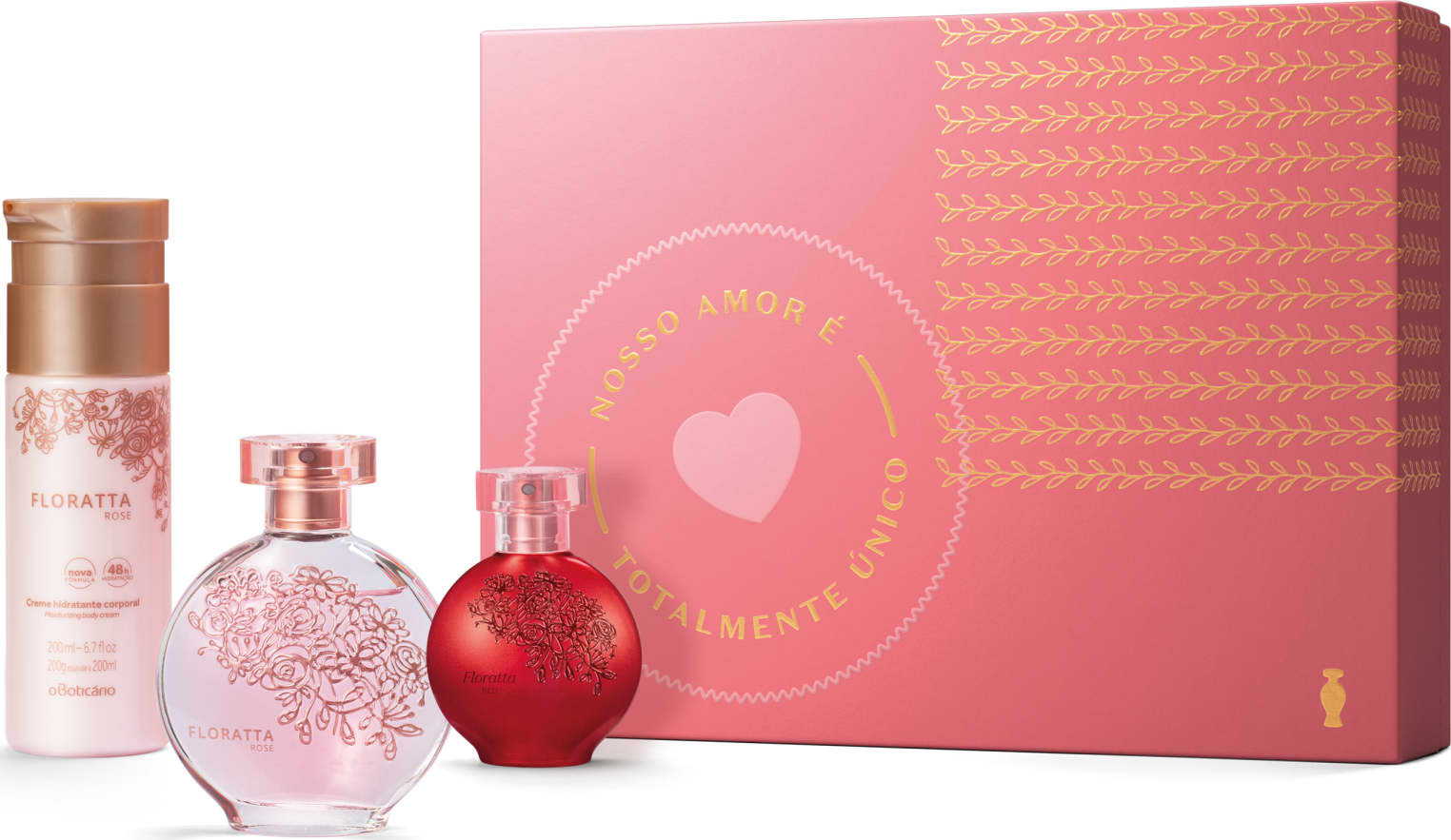 Kit Presente Dia das Mães Floratta: Rose Desodorante Colônia 75ml + Loção Corporal 200ml + Red Desodorante Colônia 30ml