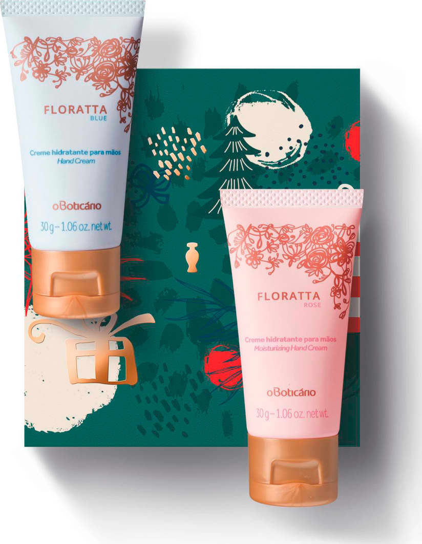 Kit Presente Floratta Mãos: Creme Hidratante para as Mãos Blue 30g + Creme Hidratante para as Mãos Rose 30g