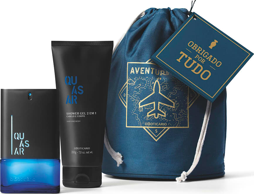 Kit Presente Dia dos Pais Quasar: Desodorante Colônia 100ml + Shower Gel 200g + Saquinho Organizador