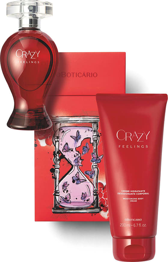 Kit Presente Crazy Feelings: Desodorante Colônia 100ml + Loção Corporal 200ml + Caixa de Presente