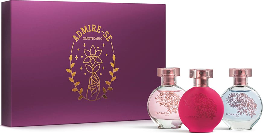 Kit Presente Dia dos Pais Floratta Flowers Perfumaria: Flores Secretas 30ml + Blue 30ml + Rose 30ml
