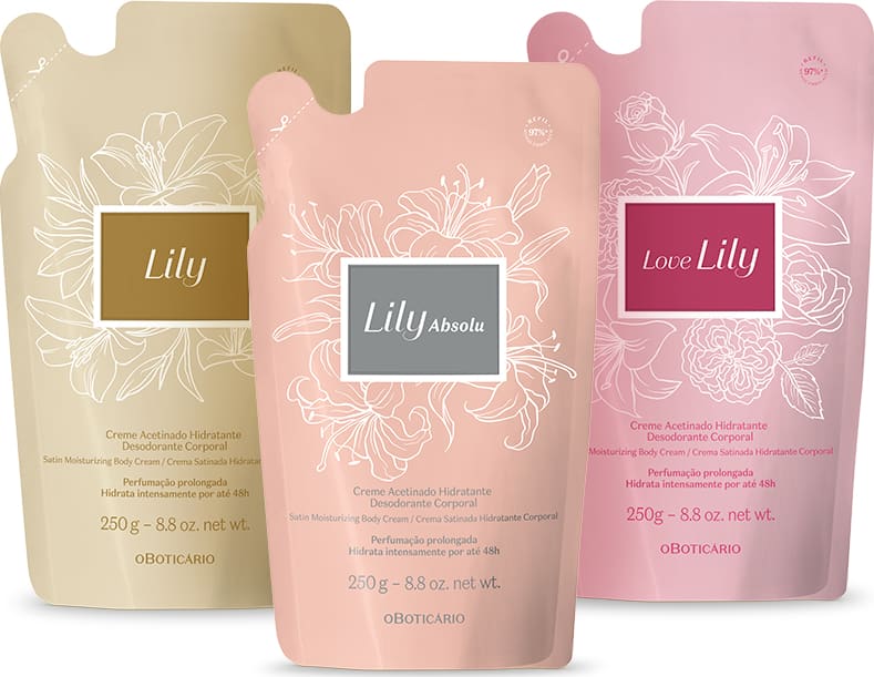 Combo Refil Creme Acetinado Lily 250g Lily Absolu 250g Love Lily 