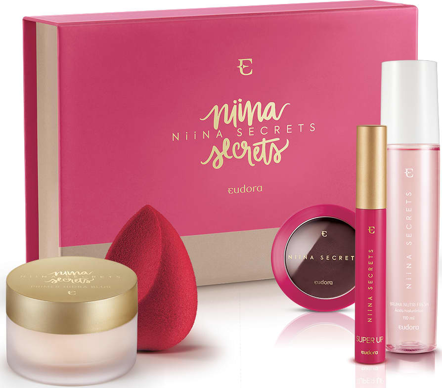 Kit Box Niina Secrets Blush Amora + Máscara + Bruma + Primer + Esponja + BOX EXCLUSIVA*