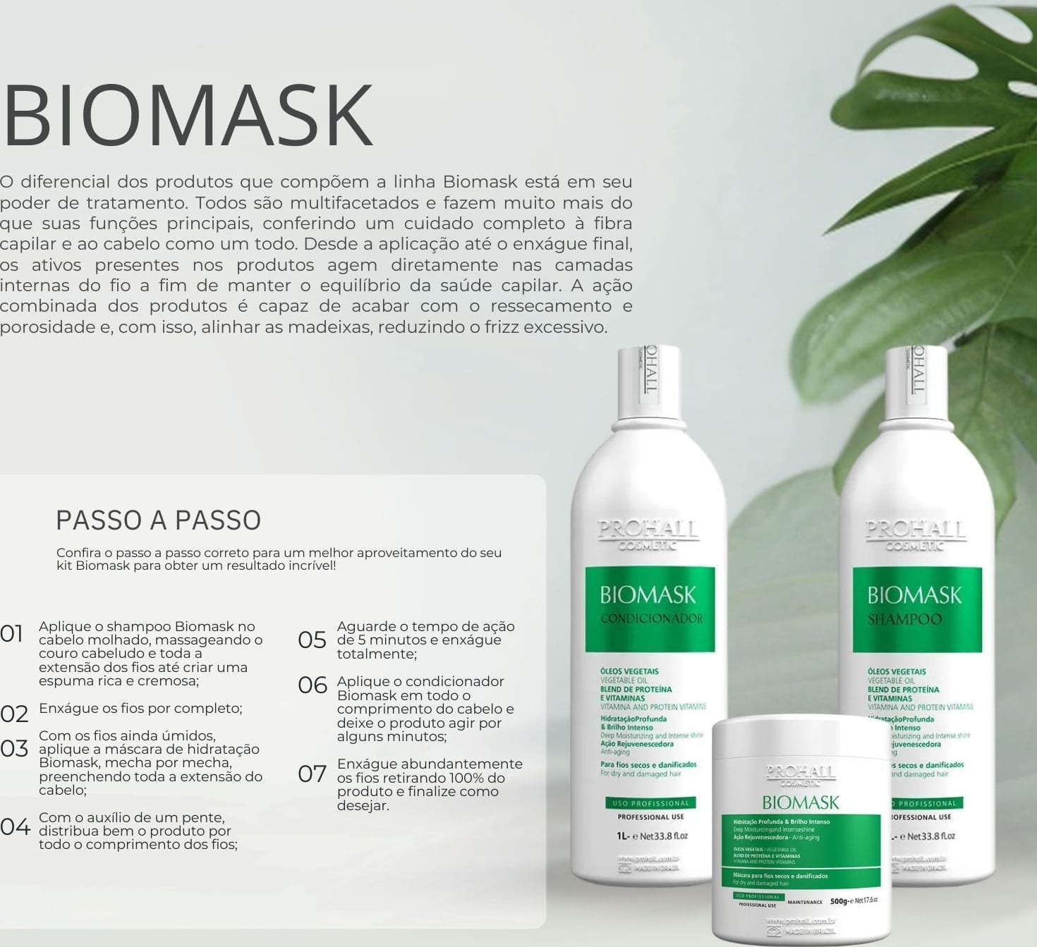 Biomask Kit Profissional Biomask - Shampoo + Condicionador + Máscara | ProHall ...