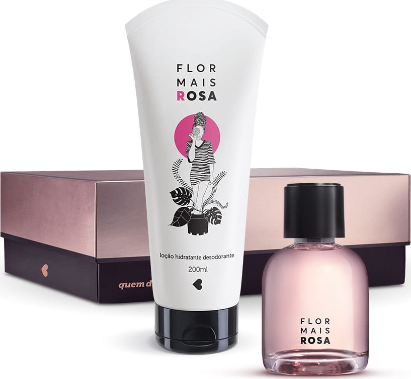 Kit Flor Mais Rosa: Desodorante Colônia 75ml + Desodorante Loção Hidratante Corporal + Caixa Cubo G