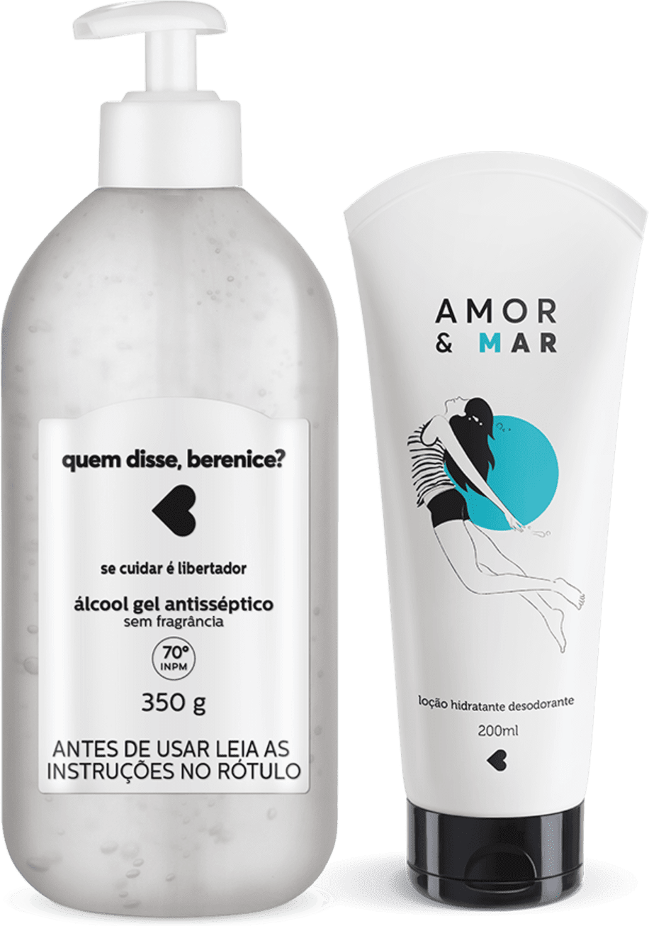 Kit Cuidados: Álcool Gel + Loção Hidratante Desodorante Amor e Mar