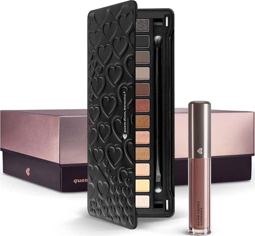 Kit Paleta de Sombras Adoro Neutros + Batom Líquido Supermate Castanheli + Caixa cubo G