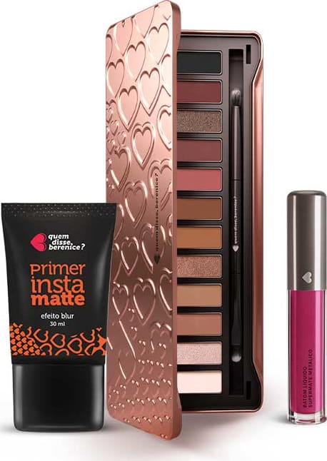 Kit Paleta Adoro Rosês + Primer Instamatte + Batom Líquido Supermate Metálico Vermeluz
