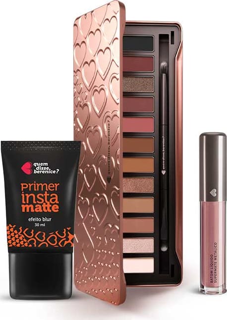 Kit Paleta Adoro Rosês + Primer Instamatte + Batom Líquido Supermate Metálico Nudeluz