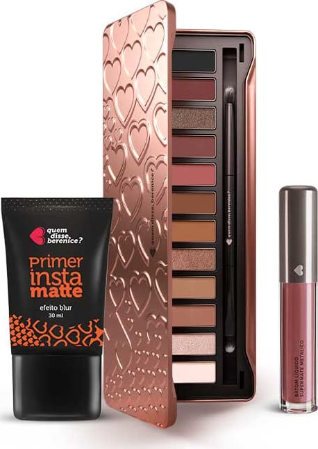 Kit Paleta Adoro Rosês + Primer Instamatte + Batom Líquido Supermate Metálico Malvaluz