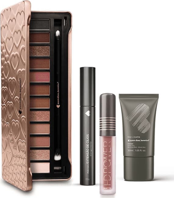 Kit Paleta de Sombras Adoro Rosês + Primer Instamatte + Máscara Extensão de Cílios + Batom HD Power Nudehd