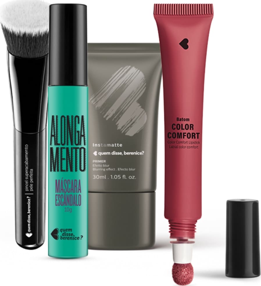 Kit Pincel Superacabamento + Primer + Máscara Escândalo Preti + Batom Color Comfort Roselê