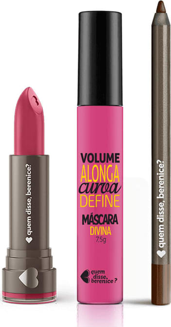 Kit Máscara de Cílios Volume e Definição + Batom Hidratante Armarosa + Lápis Olhos Marronlito