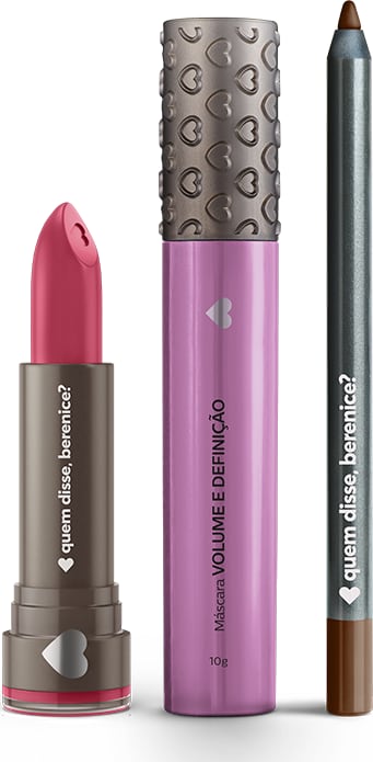 Kit Máscara de Cílios Volume e Definição + Batom Hidratante Armarosa + Lápis Olhos Marronlito
