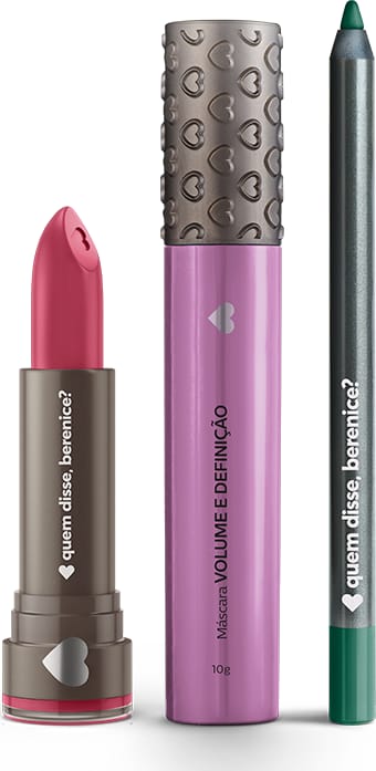 Kit Máscara de Cílios Volume e Definição + Batom Hidratante Armarosa + Lápis Olhos Verdezulex
