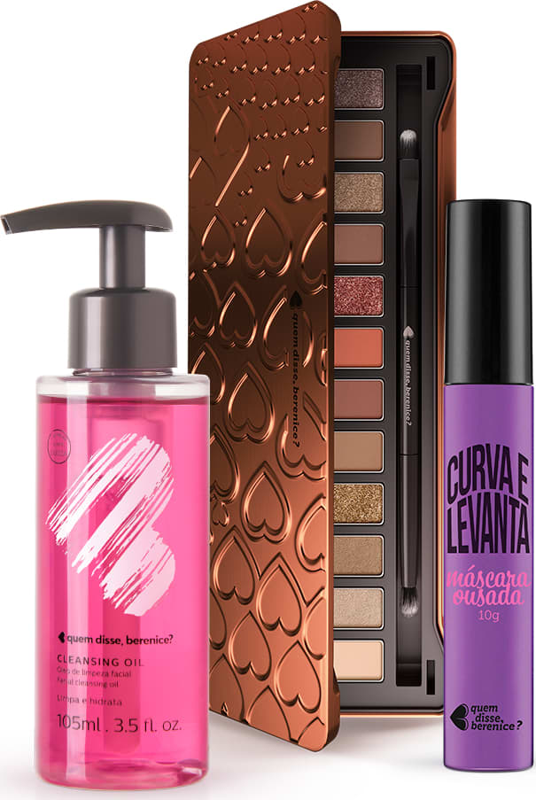 Kit Cleasing Oil + Máscara Ousada Curva e Levanta + Paleta de Sombras Adoro Bronzes