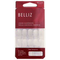 Belliz Quadradas Curtas - Unhas Postiças (24 unidades)