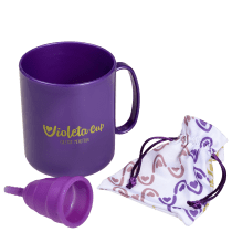 Kit Violeta Cup Violeta Tipo A (+30 anos ou com filhos) - Coletor Menstrual + Higienizador de Coletor