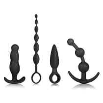 Imagem do produto Kit Plug Anal 4 Formatos Diferentes, Intensive, Sensation, Start e Balls em Silicone Preto